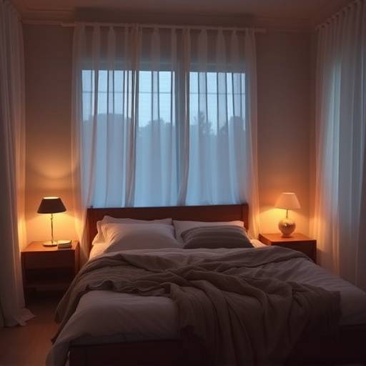 A serene bedroom scene with soft lighting and comfortable bedding, promoting restful sleep and a healthy sleep schedule.