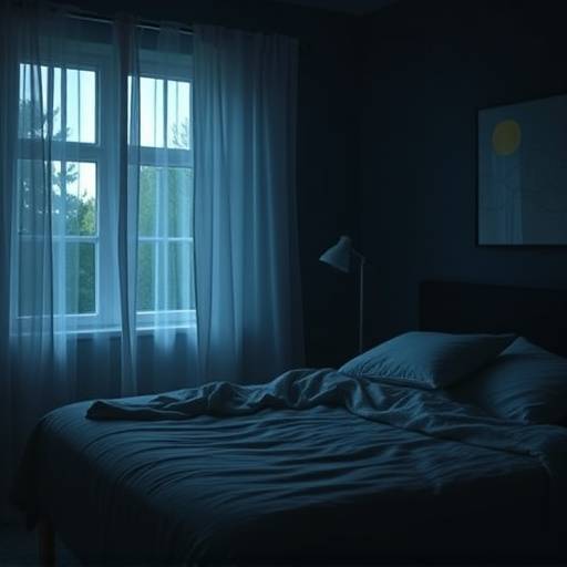 Bedroom with blackout curtains and a comfortable bed illustrating good sleep hygiene