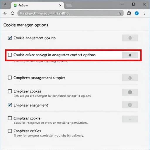 Browser settings showing cookie management options